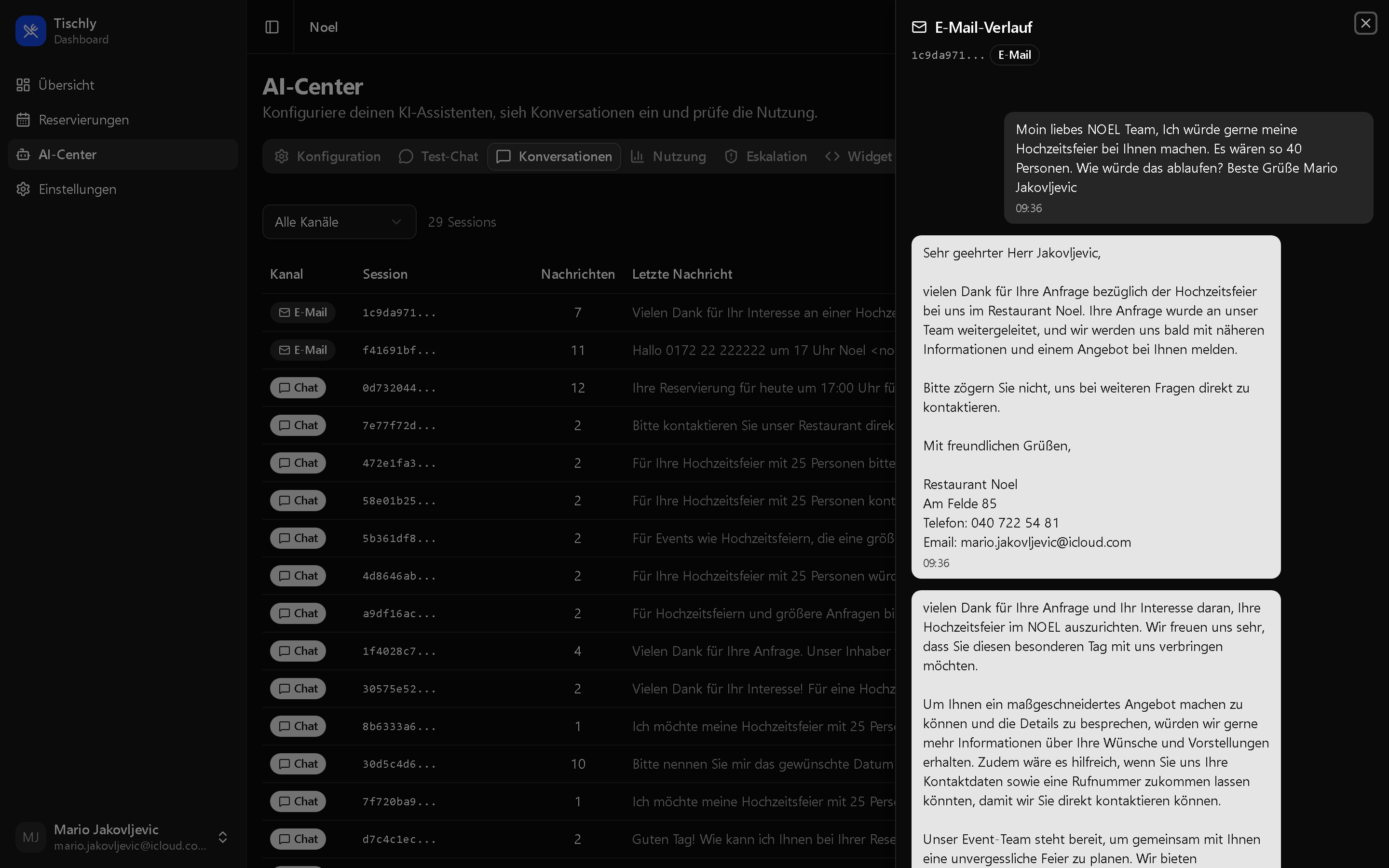 KI E-Mail-Konversation mit automatischer Antwort